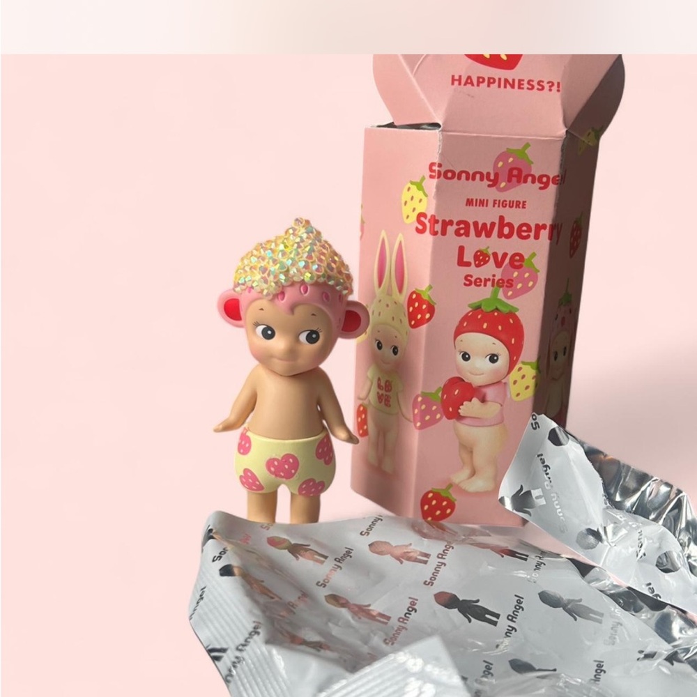 Sonny Angel Strawberry Love Custom Bedazzled Monkey
